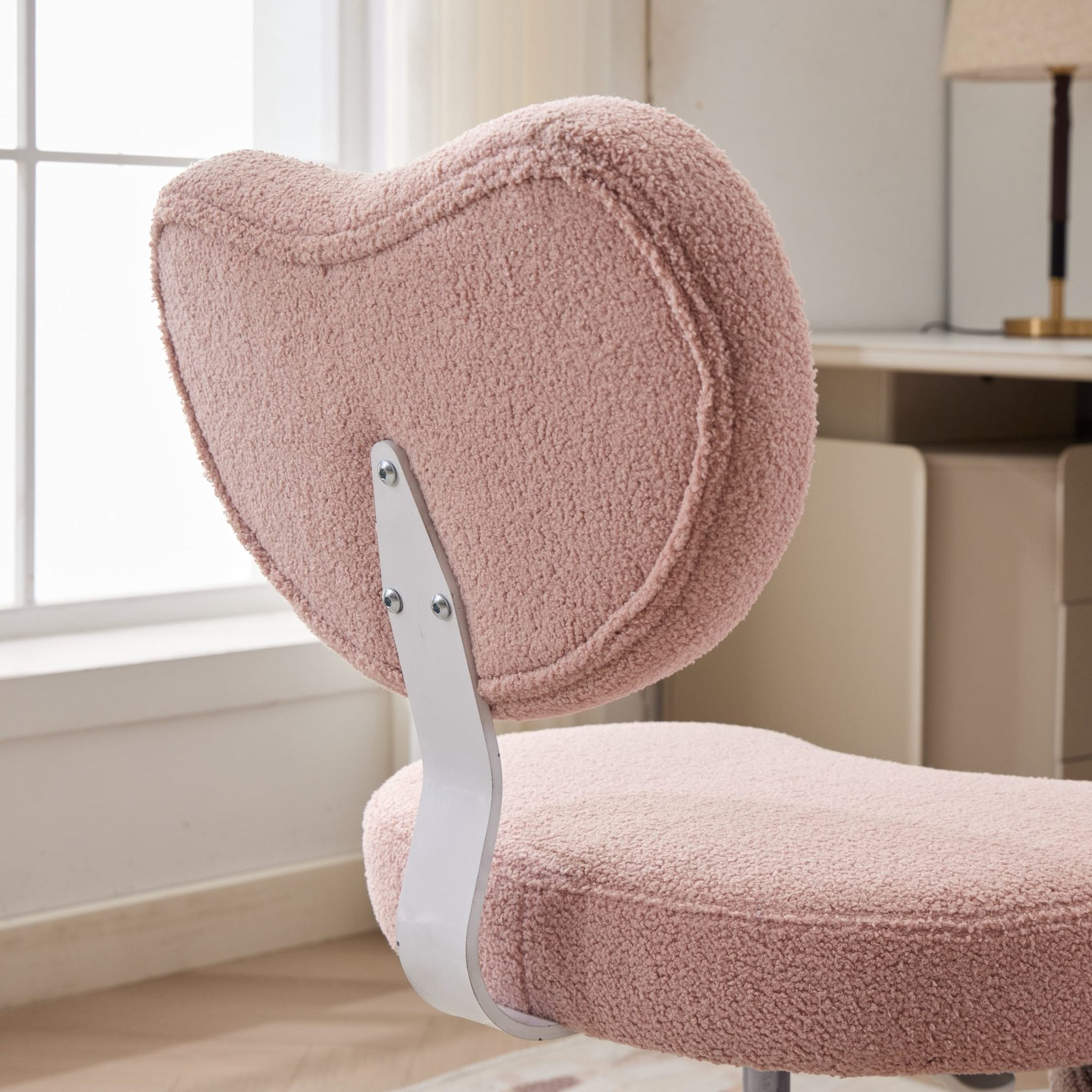 Noble House Meditation Office Chair, Cross-Legged Desk Chair with Swivel Footstool, Lumbar Support, Pink