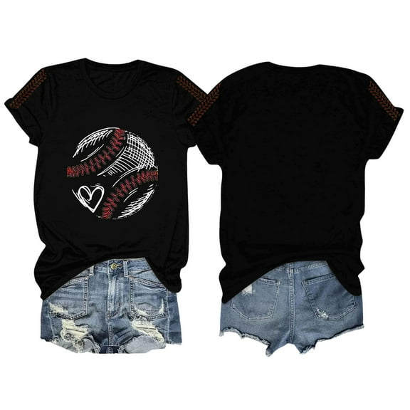 yunLCZ Women Shirts Women Daily Casual Printed Short Sleeve O Neck T Shirt Tops