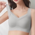 thumbnail image 5 of Womens Wireless Support Bra Wide Strap Mesh V-Neck Smoothing Shaping Everyday Brassiere Light Blue XXL, 5 of 9