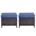 thumbnail image 2 of Unnifurnzi Outdoor Ottoman Set of 2-All Weather Wicker Outdoor Footstool with Removable Cushions Outdoor Olefin Fabric Patio Ottoman for Deck Porch Balcony Garden-Brown/Blue, 2 of 7
