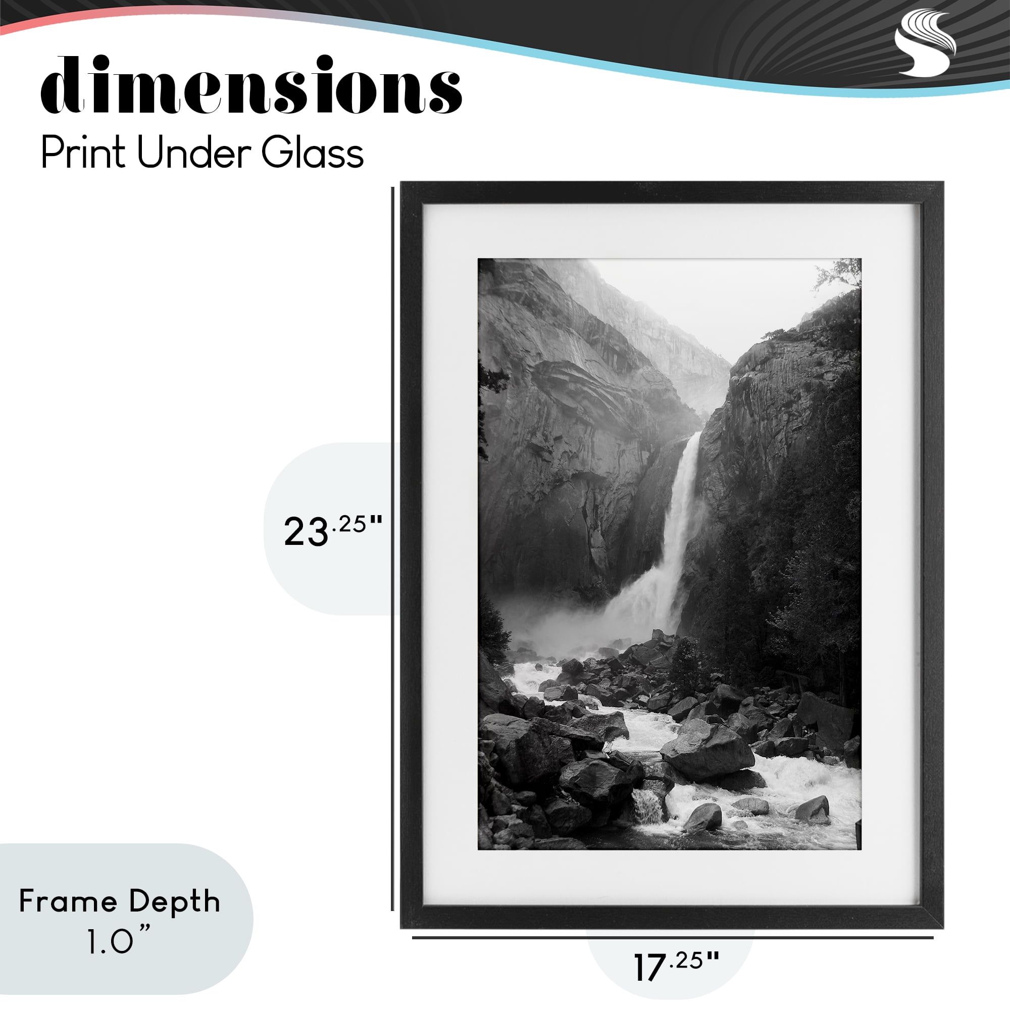 Stupell Industries Rocky Yosemite Falls Black Framed Print Under Glass, design by Kim Curinga