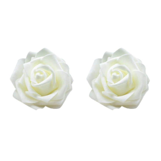 Rosas artificiales Inteprter 50 piezas de espuma PE simulación para adornos de boda Blanco crema 2piezas