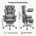 thumbnail image 5 of Primy High Back Office Chair, Big and Tall PU Leather Executive Chair with Footrest – Ergonomic Reclining Computer Desk Chair, High-Density Foam, Heavy Duty Swivel Rolling Chair, Gray, 5 of 9