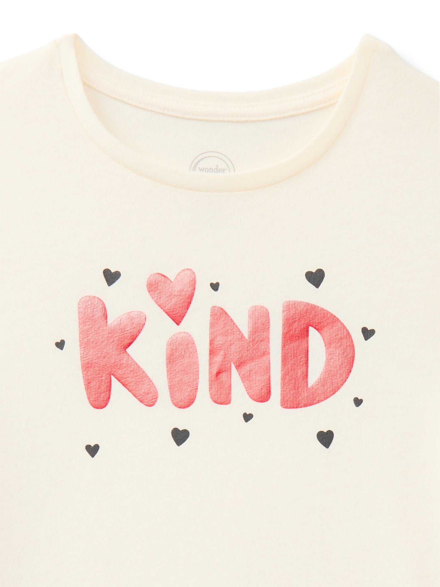 Wonder Nation Girls Gathered Shoulder Tee with Short Sleeves, Sizes 4-10