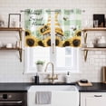 thumbnail image 2 of 2 Panels Kitchen Tier Curtains 39 Inch Length, Yellow Dwarf Grommets Window Treatment Curtain, Sunflower Bee Retro Green White Plaid Thermal Curtains Drapes for Living Room/Bathroom, 2 of 9