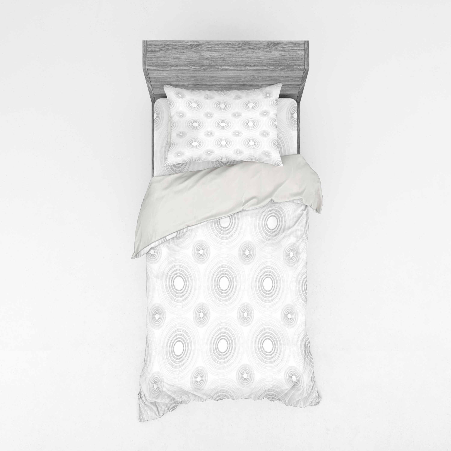 Grey Duvet Cover Set, Spiral Contoured Diagonal Circular Small and