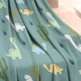 thumbnail image 3 of LightBlue Cartoon Dinosaurs Cacti Pattern Blanket,Comfortable Soft Flannel Throw Blanket,All Season,Warm Lightweight Blankets for Sofa Bed Couch Living Room Chair,30"x40", 3 of 4