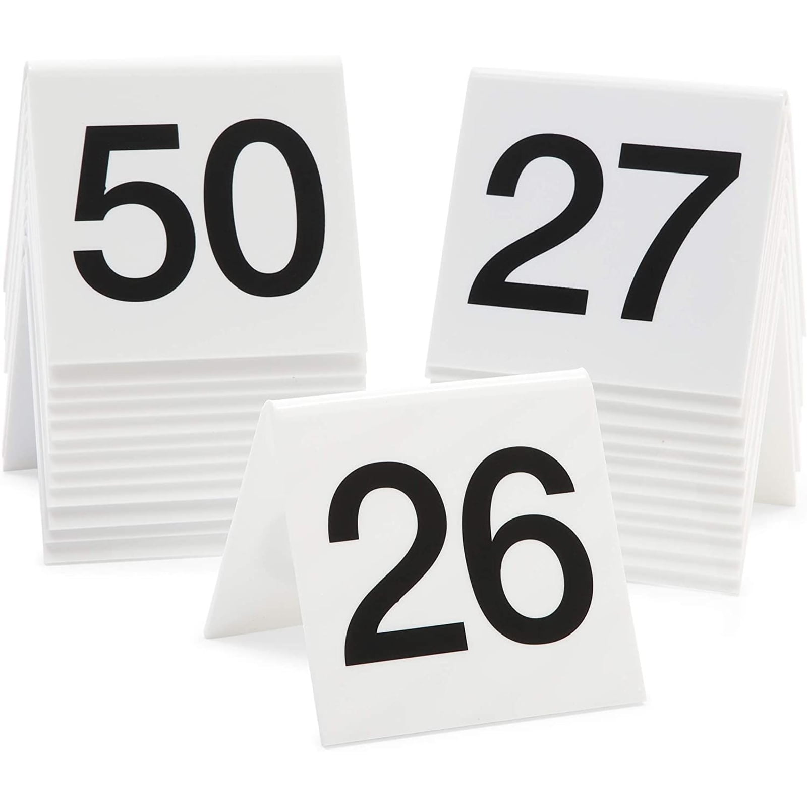 Free shipping Plastic Table Numbers 1-20 White w/Black number Tent Style 