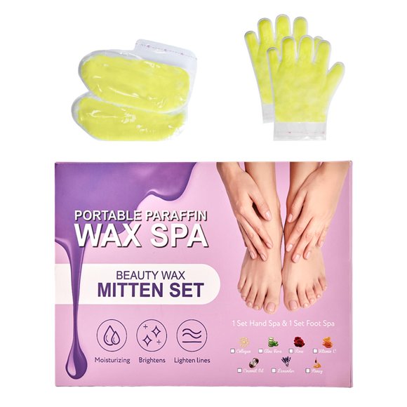 KmaxShip Tratamientos de parafina para manos y pies de 10 minutos Juego de guantes y botines de cera de parafina autónomos para hidratación intensiva en casa (Miel)