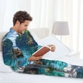 thumbnail image 4 of Wukai Tropical Paradise Window View Men's Long Sleeve Pajama Set,Long Sleeve Mens Sleepwear with Pockets & Front Fly-Large, 4 of 6
