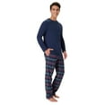 thumbnail image 4 of Hanes Mens Flannel Sleep Set, Long Sleeve Top with Plaid Printed Pajama Pants, Blue, 4 of 7