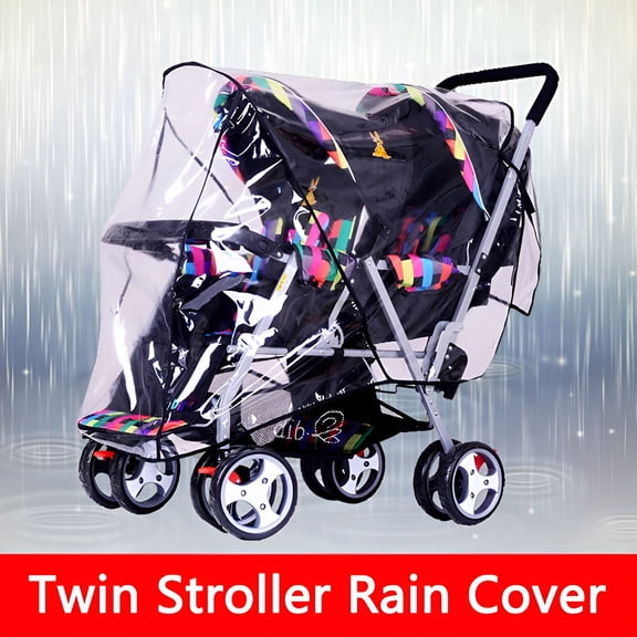 RIONIMA Stroller Rain Cover,Double Stroller Rain Cover,For Side by Side Baby Stroller Sturdy Stroller Raincoat Transparent Twins Stroller Cover Baby Outdoor Accessories for Outdoor(Abreast Seats)
