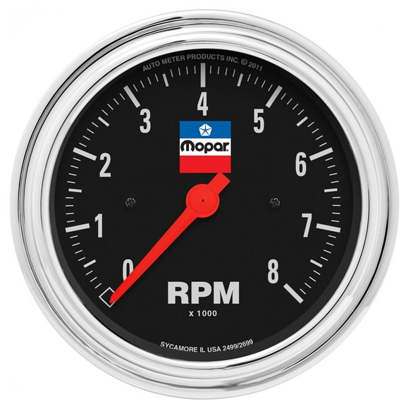 Autometer 880791 Mopar Classic Tachometer, 3-3/8", 8,000 Rpm, 4,6,8 Cyl, In-Dash Classic