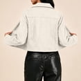 thumbnail image 3 of cocolona Jackets for Women Solid Color Lapel Long Sleeve Crop Coat Loose Casual Zipper Fall Winter Outerwear, 3 of 7