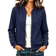 thumbnail image 6 of cocolona Womens Vintage Fall Jacket Casual Long Sleeve Crew Neck Lined Zipper LightWeight Plaid Outerwear, 6 of 7