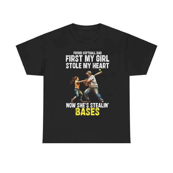 Softball Dad Stole My Heart Stealing Bases Fathers Day Shirt ID-0517-RK9M