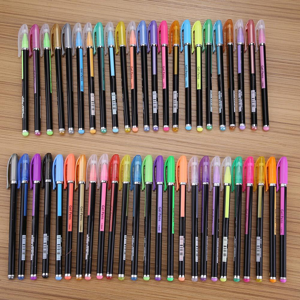 Domqga 48pcs Gel Pens Colorful Glitter Neon Gouache Metallic Drawing