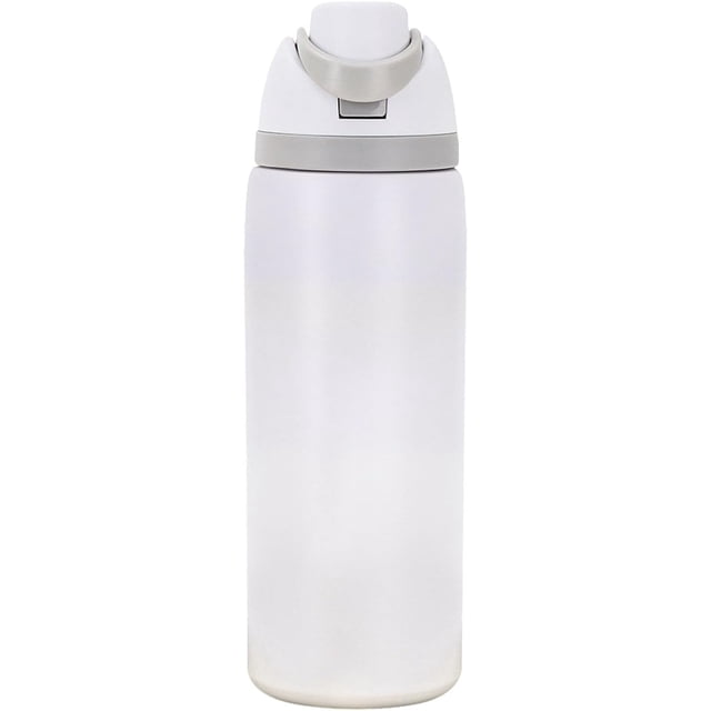 Botella de agua de acero inoxidable aislada con paja para deportes, viajes y biberón de agua de acero inoxidable, con picos - 32 onzas, livianos y resistentes a las fugas (Rosa, 32 oz)