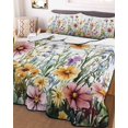 thumbnail image 3 of Quilts Twin XL Size, Spring Floral Soft Comforter Bedding Set for Bed, Yellow Pink Flowers Watercolor Farmhouse Lightweight Quilted Bedspread with Pillow Cover(2 Pieces) for All Season, 68x98 Inch, 3 of 6