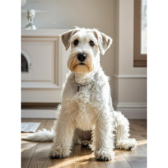 5D Diamond Painting DIY Kits White Schnauzer Diamond Art Full Round Drill Rhinestones Crystal by Number Embroidery Arts and Crafts for Living Room Bedroom Home Wall Decor 12x16 inch