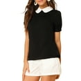 thumbnail image 4 of NOMADIC NOOK Women's 2 Packs Contrast Peter Pan Collar Puff Short Sleeve Pleated Blosue, 4 of 7