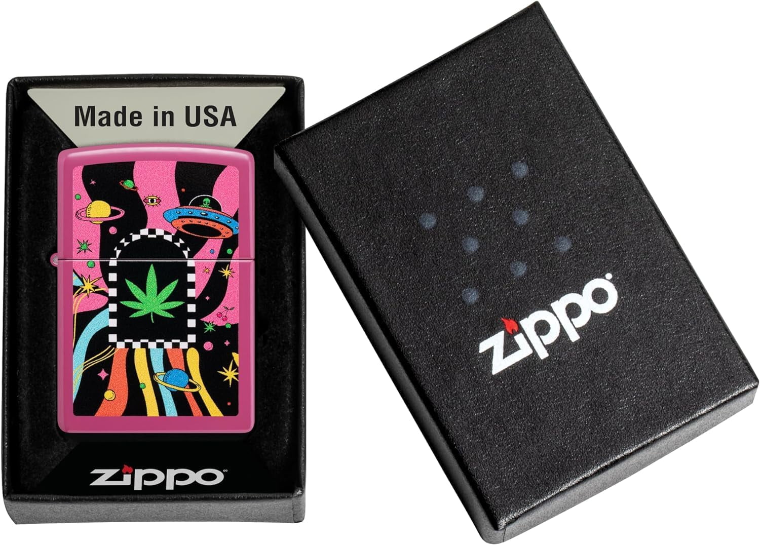 Zippo Lighter - Personalized Message Engraved on Backside Leaf Smoke 48928