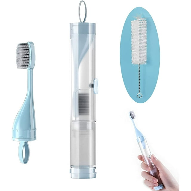 Jinsinto Foldable Travel Toothbrush, Travel Toothbrush, Portable Soft Bristle Toothbrush with Toothpaste Dispenser,