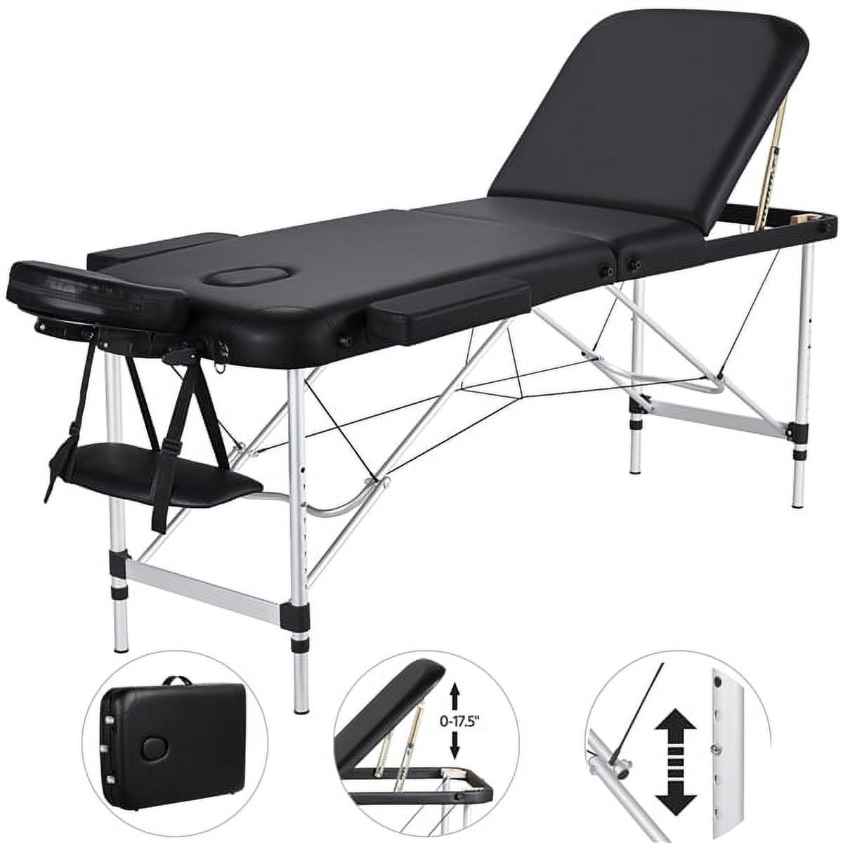 3-Section Aluminum 84 L Portable Massage Table Facial SPA Bed Tattoo w/Bolster  Pillow - 2022 New model Blue