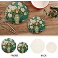 thumbnail image 4 of GZHJMY White Rose Painting Trivets Pot Holders Set of 2 Decoration Potholders Pure Cotton Thread Weave Trivets, Coasters, Placemats, Spoon Rest for Cooking for Kitchen Pans Bowl Teapot, 4 of 7