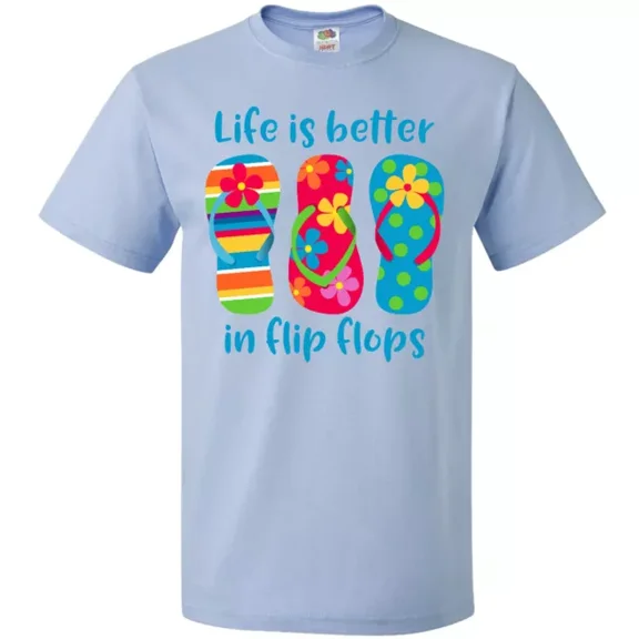 Hot Trending Life Is Better Flip Flops T-Shirt Beach Hawaii Tropical Sandals Ocean S-5Xl Birthday Gifts; For Men & Women