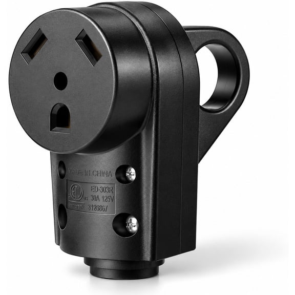 RV 30 AMP Female TT-30 Assembly Replacement Plug End with Handle, ETL Certified