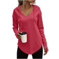 thumbnail image 3 of Jsaierl Women's Waffle Hoodies Basic Solid Color Hooded Sweatshirt Athletic Pullover V Neck Workout Long Sleeve Tops Fall Fashion with Thumb Hole S-2XL, 3 of 9