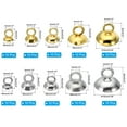 thumbnail image 2 of Bead Caps, 100 Pcs Bead Cap Bail Pendant Stainless Steel Ornament Caps with Loop for Jewelry Making, Gold Silver, 2 of 5