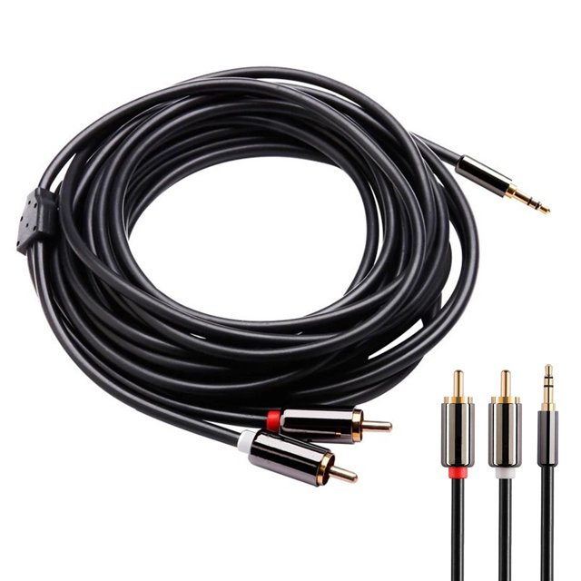 Gwong Electrónica 3,5 mm Jack masculino a 2 RCA Adaptador Masculino Cable de Altavoz Convertidor de Audio Cable