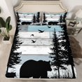 thumbnail image 2 of Homewish Safari Bear Queen Sheet Sets,Jungle Wildlife Flat Sheet,Old Wooden Board Queen Fitted Sheet For Boys Kids,Breathable Home Decor,4 Pieces, 2 of 7