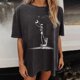 thumbnail image 4 of Moda Mujer Damas Cayó Hombro Mangas Impresión suelta Manga corta Top Pullover Tops Pompotops hfajkhk139627, 4 of 8