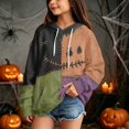 thumbnail image 2 of Grblisyd Cute Hoodies for Teen Girls Trendy Oversized Hooded Sweatshirts Halloween Patchwork Stitch Smile Face Preppy Clothes, 2 of 5