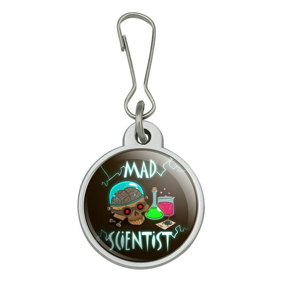 Mad Scientist with Beakers Brain Jacket Handbag Purse Luggage Backpack Zipper Pull Charm