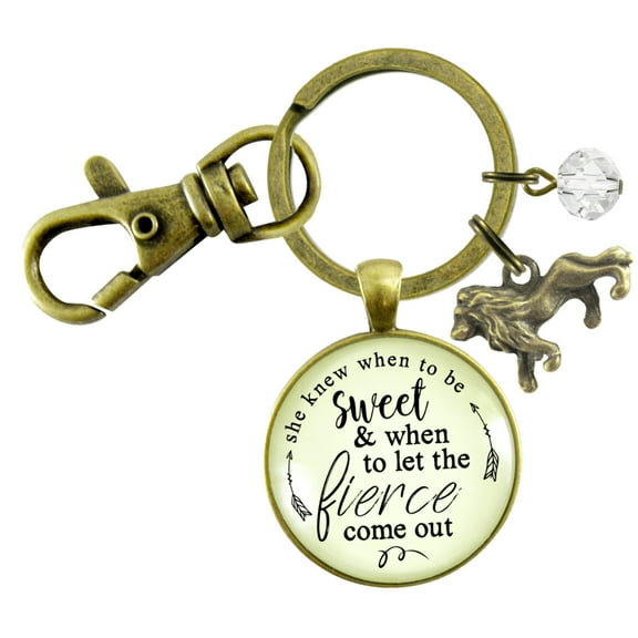 Lion Gutsy Goodness Bronze Keychain She Knew When To Be Sweet Fierce Womens Brave Life Jewelry
