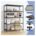 thumbnail image 6 of 5 Tier Wire Shelving 71"H, 1000LBS Heavy Duty Metal Shelves, Adjustable Pantry Shelves for Kitchen Garage, Black, 35.5"W x 13.8"D, 6 of 8