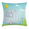 thumbnail image 1 of Camper Throw Pillow Cushion Cover, Summer Vacation Trailer Butterflies Outdoors Cartoon Nature with Blooming Flowers, Decorative Square Accent Pillow Case, 20 X 20 Inches, Multicolor, by Ambesonne, 1 of 2