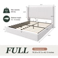 thumbnail image 3 of Amolife Full Size Lift Up Hydraulic Storage Bed Frame, Platform Bed with Upholstered Wingback Headboard with Vertical Channel Tufting, White, 3 of 9