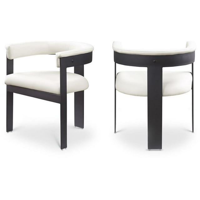 Pemberly Row Contemporary Cream Vegan Leather Dining Chair (Set of 2)