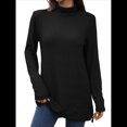 thumbnail image 2 of Camiseta Holgada de Larga con Cuello Alto y Estampado Geométrico de Jacquard para Mujer, Otoño e Invierno. Negro XL, 2 of 10