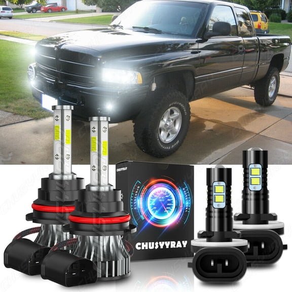 For Dodge Dakota 2001-2004 LED Headlights Hi/Lo Beam Fog Light Bulbs Combo
