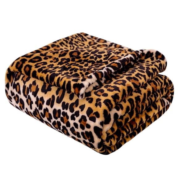 Manta de franela Vessia con estampado de leopardo, 290 g/m²