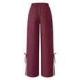 thumbnail image 3 of Womens Pants Elastic Wide LegPants with Pockets Ruffle Flowy Beach Trousers, 3 of 9