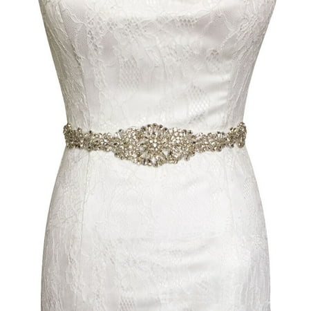 Bridal Crystal Rhinestone Wedding Dress Sash Belt With Ribbon Black (Best Blouse Designs For Wedding)
