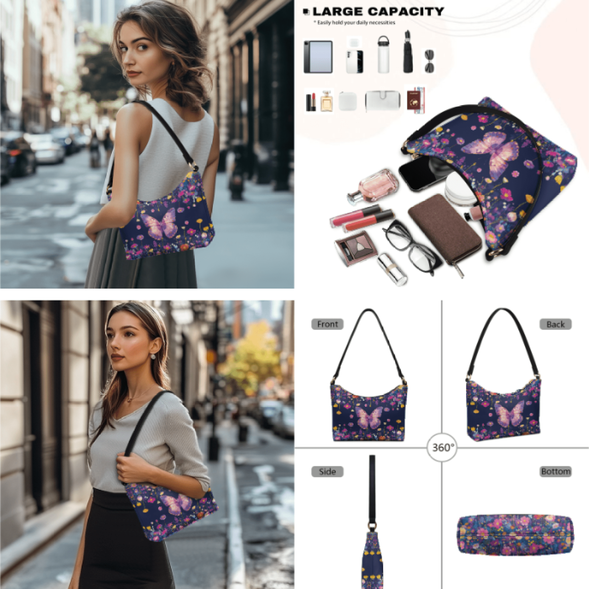 Tutolipy Purse and Wallet Set for Women, Lightweight Clutch Wallet with Roomy Wristlet Clutch Purse, Everyday Fashion Tote Handbag Weekend Getaways Work