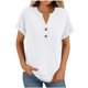 thumbnail image 3 of Manga larga blanca,Camisa informal de manga corta con cuello en V y botones para mujer, poliéster, corte holgado, uso diario, sopatenor, 3 of 9